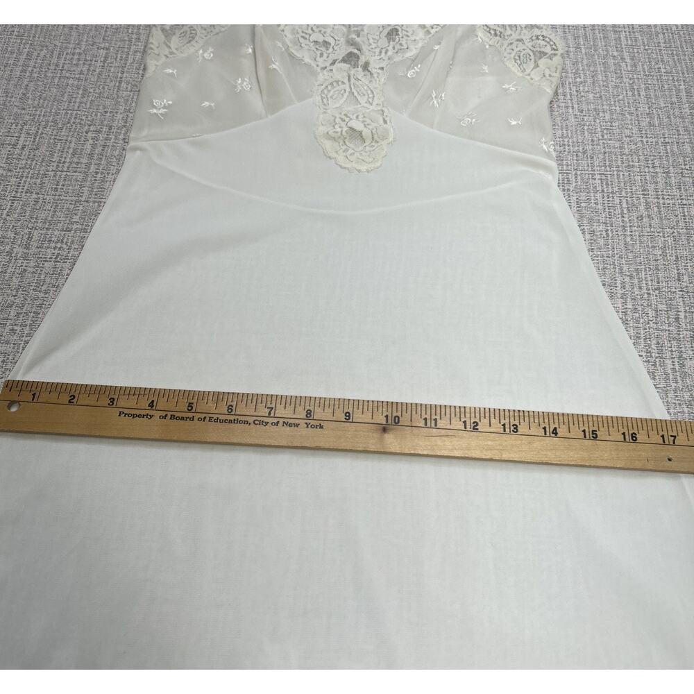 Vintage Val Mode All Nylon White Full Slip Lace Embroidered Cami Dress Size 32 - Picture 8 of 9